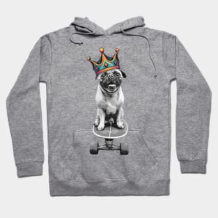 King Pug on a Skateboard Hoodie